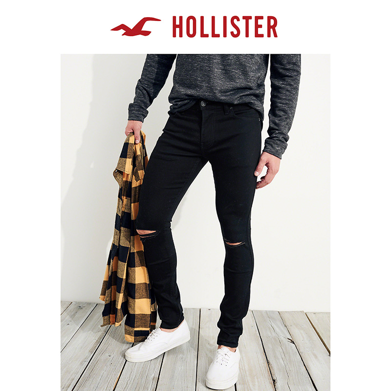 HOLLISTER 187951 男士紧身破洞牛仔裤 