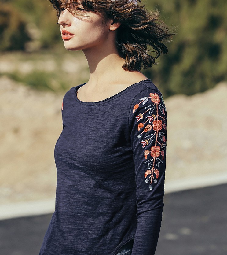 LIEBO 裂帛 51171614 女士刺绣针织衫