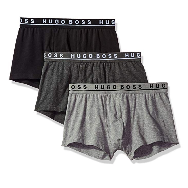 HUGO BOSS 男士3件套弹力棉短裤,Grey/Charcoal/Black,Large