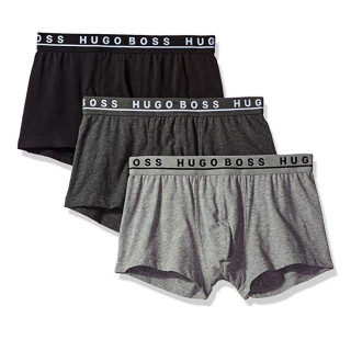 HUGO BOSS 男士3件套弹力棉短裤,Grey/Charcoal/Black,Large