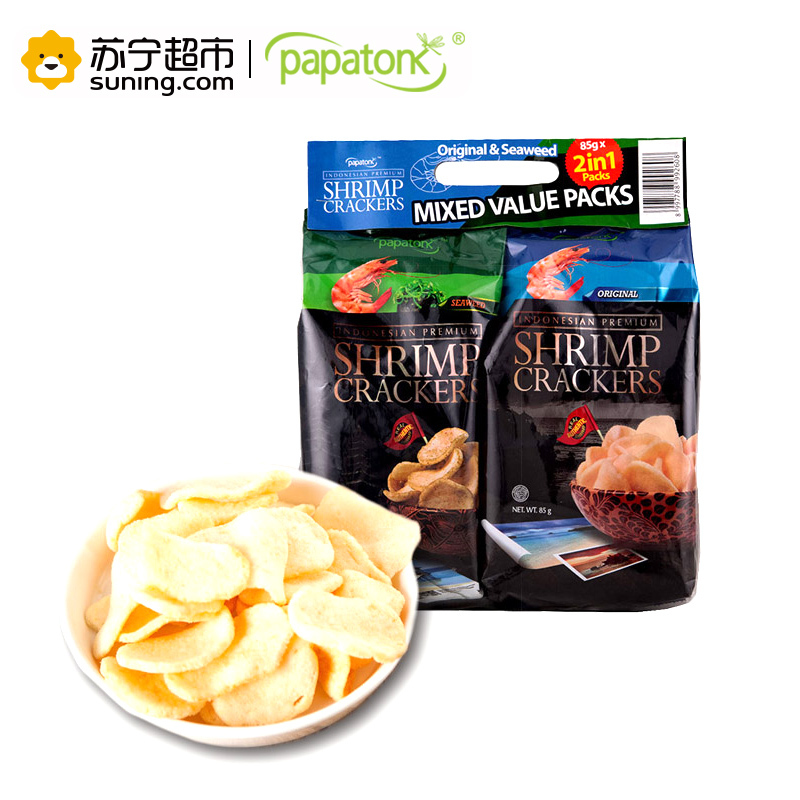 Papatonk 虾片 原味海苔味组合装 85g*2
