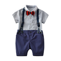 罗町 短袖背带裤领结套装 男宝宝 (0-5岁)