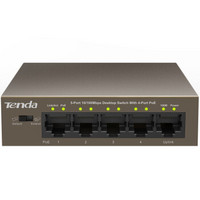 Tenda 腾达 TEF1105P-4-63W 5口百兆4口POE供电交换机 企业工程监控 网络分线器