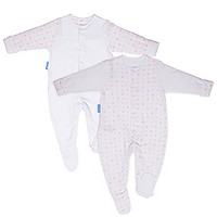 英国 Grosuit 婴幼儿多功能连体衣 宝宝爬行衣 多功能睡衣 2件装 粉红爱心 (6-9个月) BBE14409