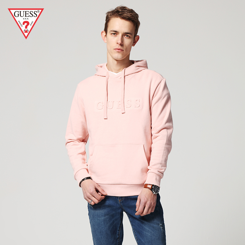 GUESS MI1K9400K 中性款起鼓logo单色连帽卫衣