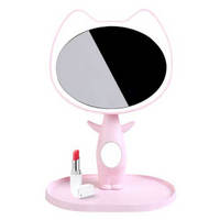 趣玩 Kiss猫咪充电式LED带灯化妆镜 温馨粉 *2件