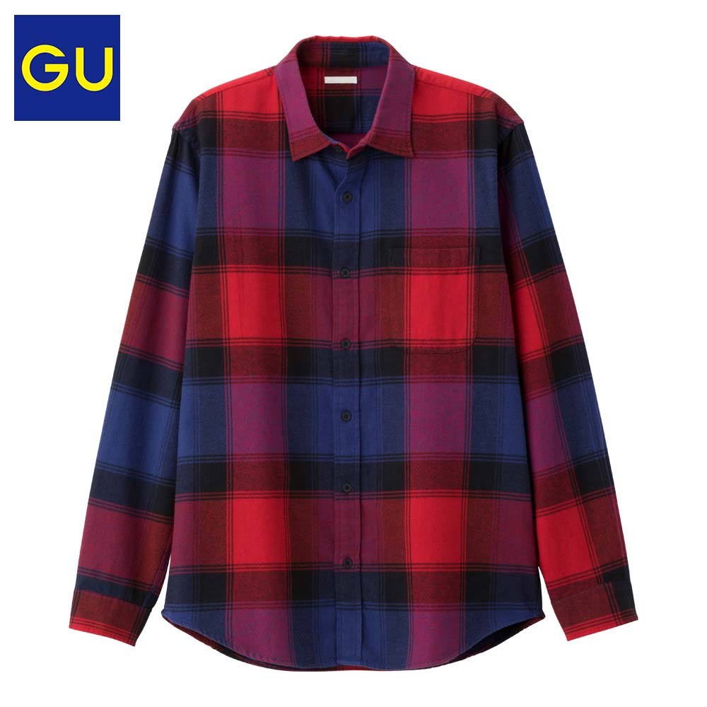GU 极优 304413 男士法兰绒格子衬衫