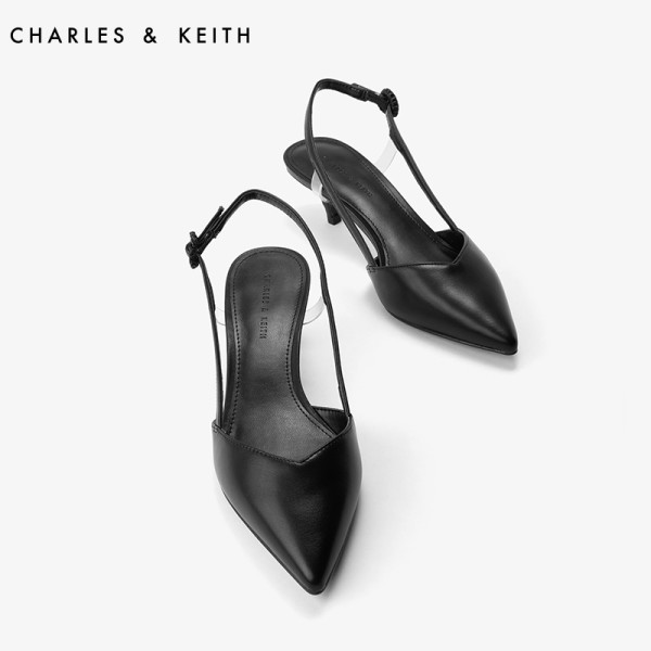 商品charles&keith夏凉鞋女小猫1213跟ck1-60900085网面尖头后绊带中