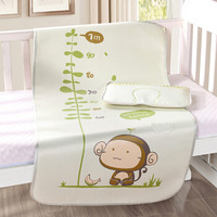 9i9久爱久婴儿床凉席枕头宝宝凉席子套装冰丝水洗量身高猴子160301