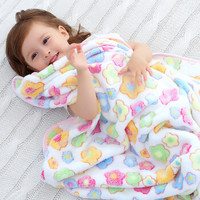 象宝宝（elepbaby）婴儿毛毯 法兰绒提花盖毯 儿童毯子 新生儿宝宝安抚毯100*130cm（七彩花朵）