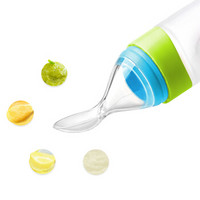 纽因贝 NEWYERBAY 婴儿辅食喂食器 宝宝硅胶挤压式辅食喂养勺（绿蓝款）