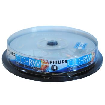 飞利浦（PHILIPS）PH CD-RW  可擦写空白刻录光盘光碟 可重复刻录 10片装刻录盘700M