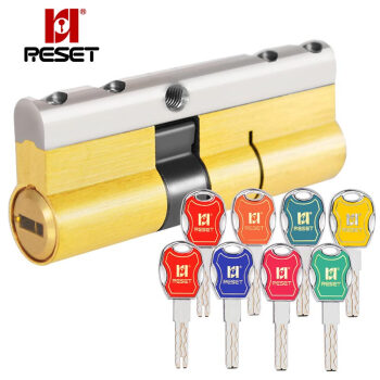 锐赛特（RESET）RST-136金七彩全铜36叶片双面超C级锁芯防盗门锁芯超b级防暴力防锡纸防卡片锁芯80MM 32.5+47.5