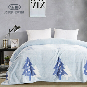 佳佰 毛毯  法兰绒毯子办公室 盖毯 午休毯 空调毯 法兰绒毯 午休毯 双色松 150*200cm 1.7斤