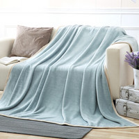 竹之锦 毯子 法兰绒加厚毛毯 沙发毯空调盖毯 可铺可盖双人毛巾被 豆绿 1.8*2m