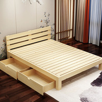 欧宝美木单人床双人床公寓床实木床1.8米宽带侧抽