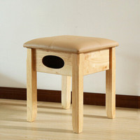 越茂 实木现代简约梳妆凳 多功能可放纸巾化妆凳 收纳凳储物凳 榉木色 SZD-250-JM