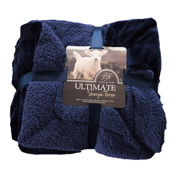 曼克顿 毯子 羊羔绒毛毯 保暖法兰绒双面绒层午睡毯 沙发盖毯 毛巾被 曼克蓝 200*230cm