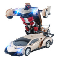 迪美 遥控车 变形机器人模型 一键展示功能带灯光音乐可充电男孩儿童玩具车9002A金色 *3件