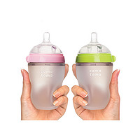 comotomo 硅胶奶瓶套装 2只装 250ml 粉色+绿色 3-6月