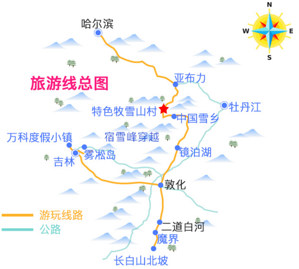 哈尔滨-长白山 亚布力 雪乡 松花湖7天6晚纯玩跟团游