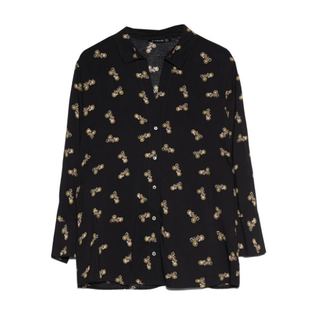 Stradivarius 06051777001 女士人造丝V领衬衫