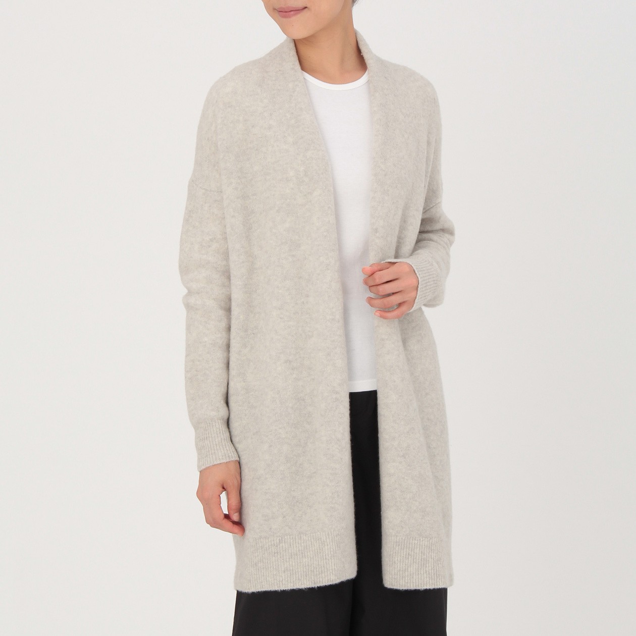 無印良品  無印良品 MUJI W7AA004 女士牦牛绒混毛绒长开衫