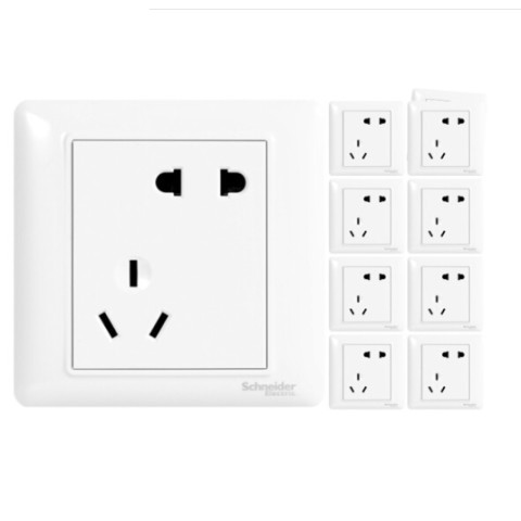 Schneider Electric  施耐德 睿意白系列 A3E426_10UA 錯位五孔插座面板 10只裝