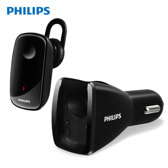 PHILIPS 飞利浦 SHB1801 车载充电器 车载蓝牙耳机  入耳式商务耳机 黑色