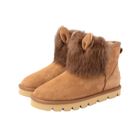 考拉工廠店 兔毛兔耳中靴雪地靴