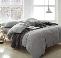 贝好莱 英伦威尔士格纯棉色织磨绒四件套 床笠款 1.8米 灰格（可换床单款）