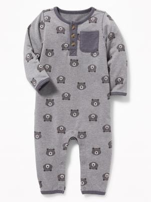 OLD NAVY 婴儿印花毛圈布内里连体衣