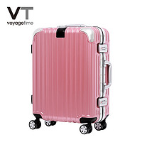 voyagetime新款PC拉杆箱飞机轮金属TSA锁旅行箱铝合金包角铝框箱