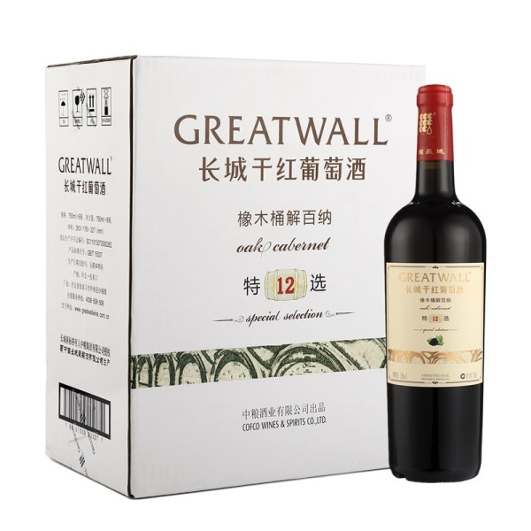 商品great wall 长城 特选12 解百纳干红葡萄酒 750ml*6瓶