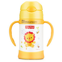 美国费雪 婴儿童保温杯 宝宝水杯吸管杯 不锈钢训练学饮杯子 300ML 黄色