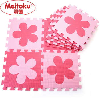 明德Meitoku 红粉色花朵地垫花朵拼图儿童爬行地垫宝宝卧室拼接爬爬垫子30*30*1cm（9片装）