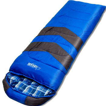 狼行者 户外睡袋 登山露营保暖防寒拼接单人信封式加厚棉睡袋 1.65蓝色