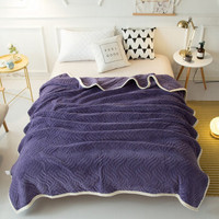 A.Banana 冬季毛毯 空调毯 加厚珊瑚绒 毛巾被 盖毯 法兰绒午睡毯 仿羊羔绒毯 紫色 120*200cm