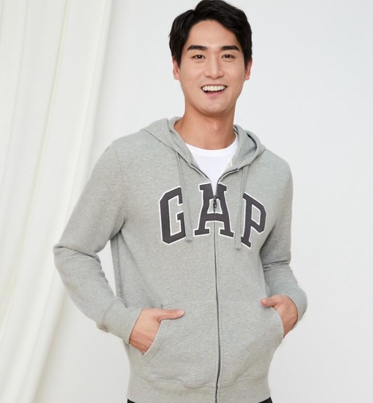 Gap 盖璞 男士Logo徽标连帽拉链卫衣