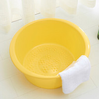 龙士达（LONGSTAR）加厚塑料洗脸盆洗衣洗脚盆 42CM欧式耐用水盆 l-212黄色