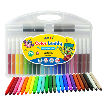 AMOS儿童水彩笔韩国进口可水洗画笔绘画工具—24色水彩笔