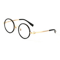 TRUSSARDI 杜鲁萨迪 中性款黑色镜框金色镜腿金属全框光学眼镜架眼镜框 VTR269F 0700S 44MM