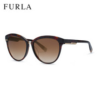 芙拉（FURLA）太阳镜 女款板材全框墨镜亮深哈瓦那镜框渐变棕色镜片 SFU140K 722G 56mm