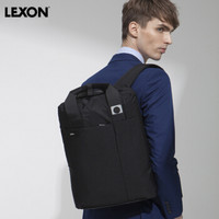 LEXON 乐上 双肩笔记本电脑包 商务男士背包14英寸单隔层出差旅行包休闲书包黑色