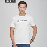 吉普(JEEP)短袖T恤男休闲简约棉质圆领男士半袖夏季新品男装TS0112 白色 2XL
