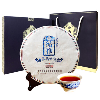 茶马世家 茶叶 黑茶 普洱茶 普洱茶熟茶饼 巴达山乔木循雅礼品茶 357g