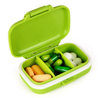 亿高 EKOA药盒便携式小药盒分格收纳盒密封分药盒子首饰盒苹果绿