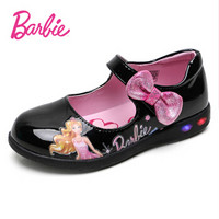 芭比 BARBIE 童鞋 女童皮鞋 公主亮灯鞋 舞蹈鞋 儿童皮鞋 2050 黑色 28