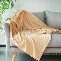 自然醒专柜正品法兰绒纯色毛毯春夏客厅沙发办公室午睡毯盖毯四季可用 棕黄色150*200cm