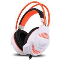欧凡（OVANN）X70台式电脑耳机头戴式游戏电竞网吧重低音耳麦带话筒（白橙色）